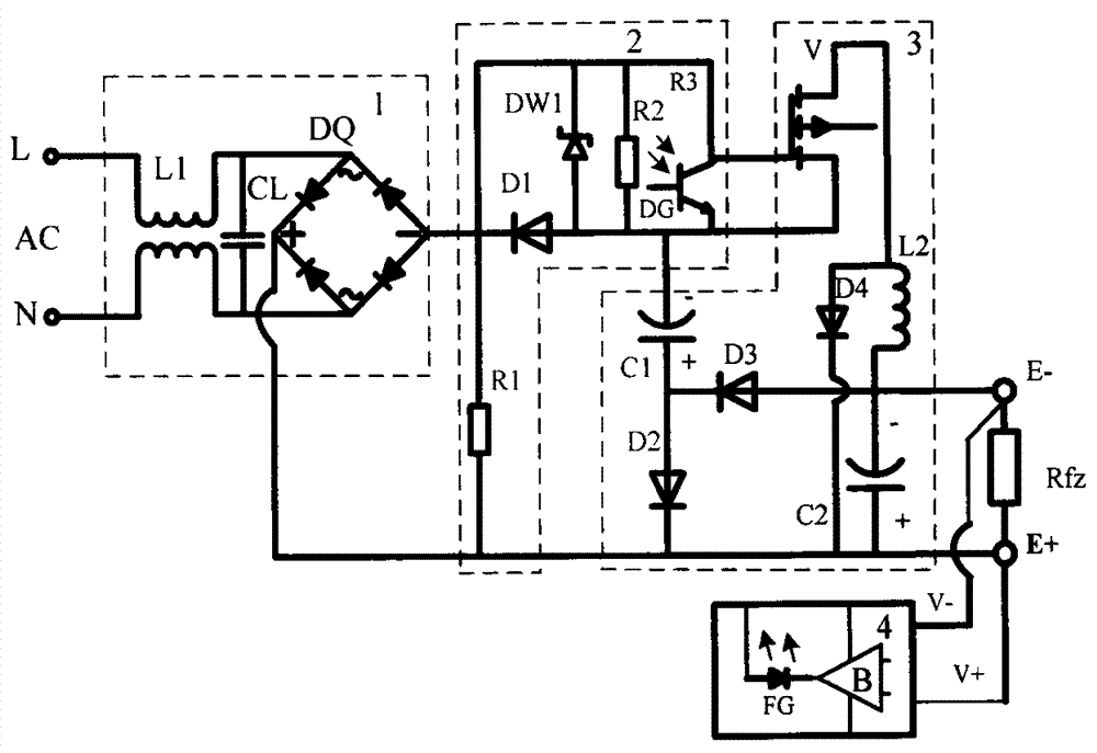 Capacitor type rectifying and step-down voltage regulator circuit