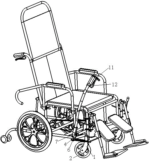 One-side push rod type freely steerable wheelchair