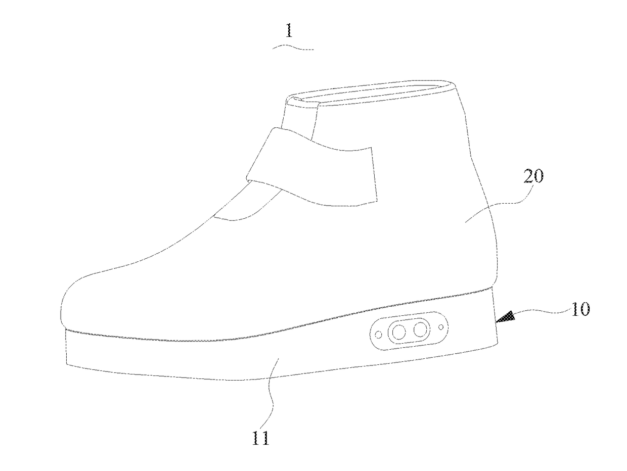 Massaging shoe and method for manufacturing the same