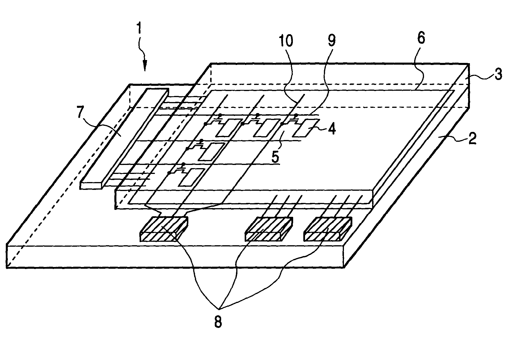 IC substrate of glass and display device