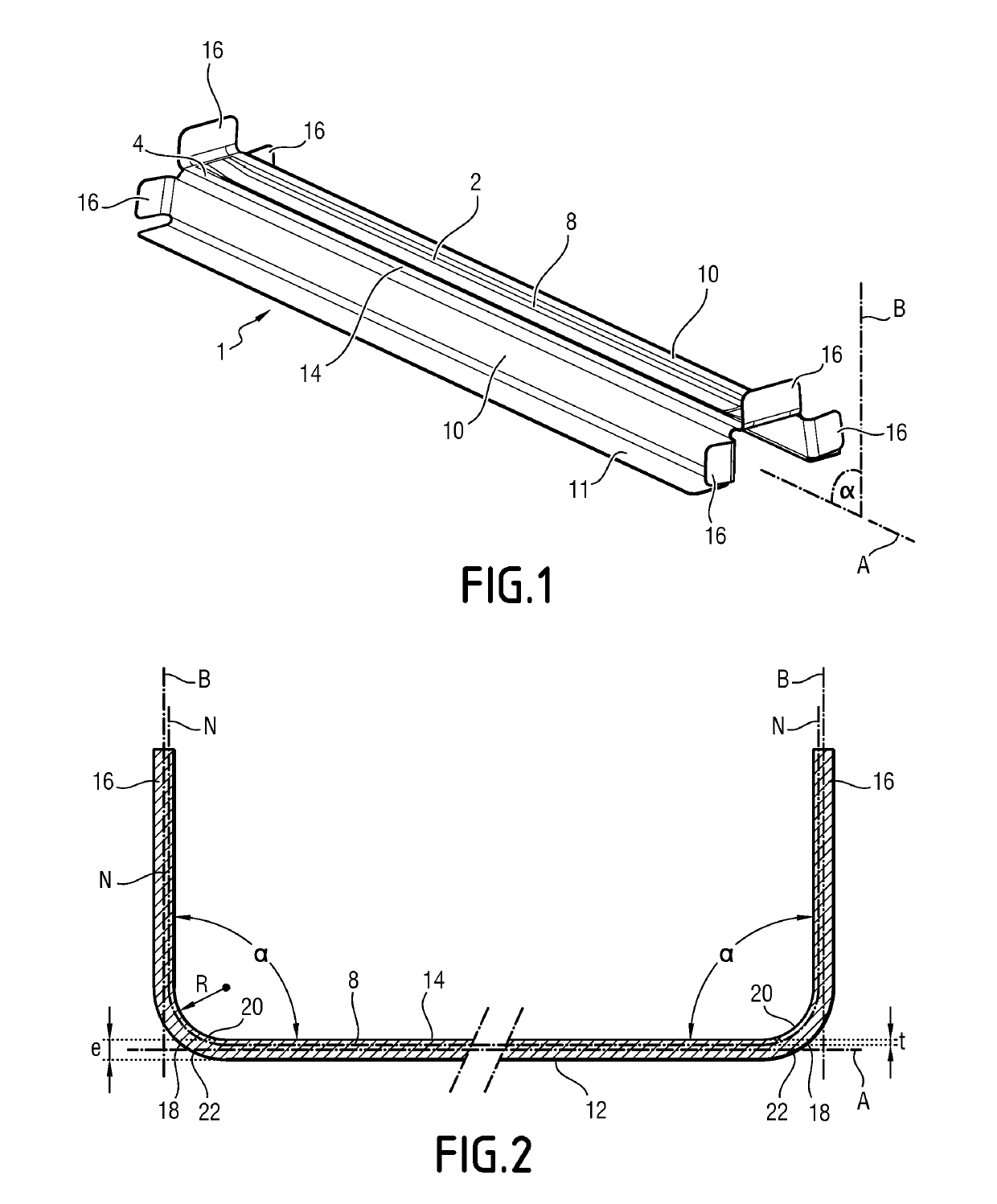 Reinforcement member comprising a cold bent tab