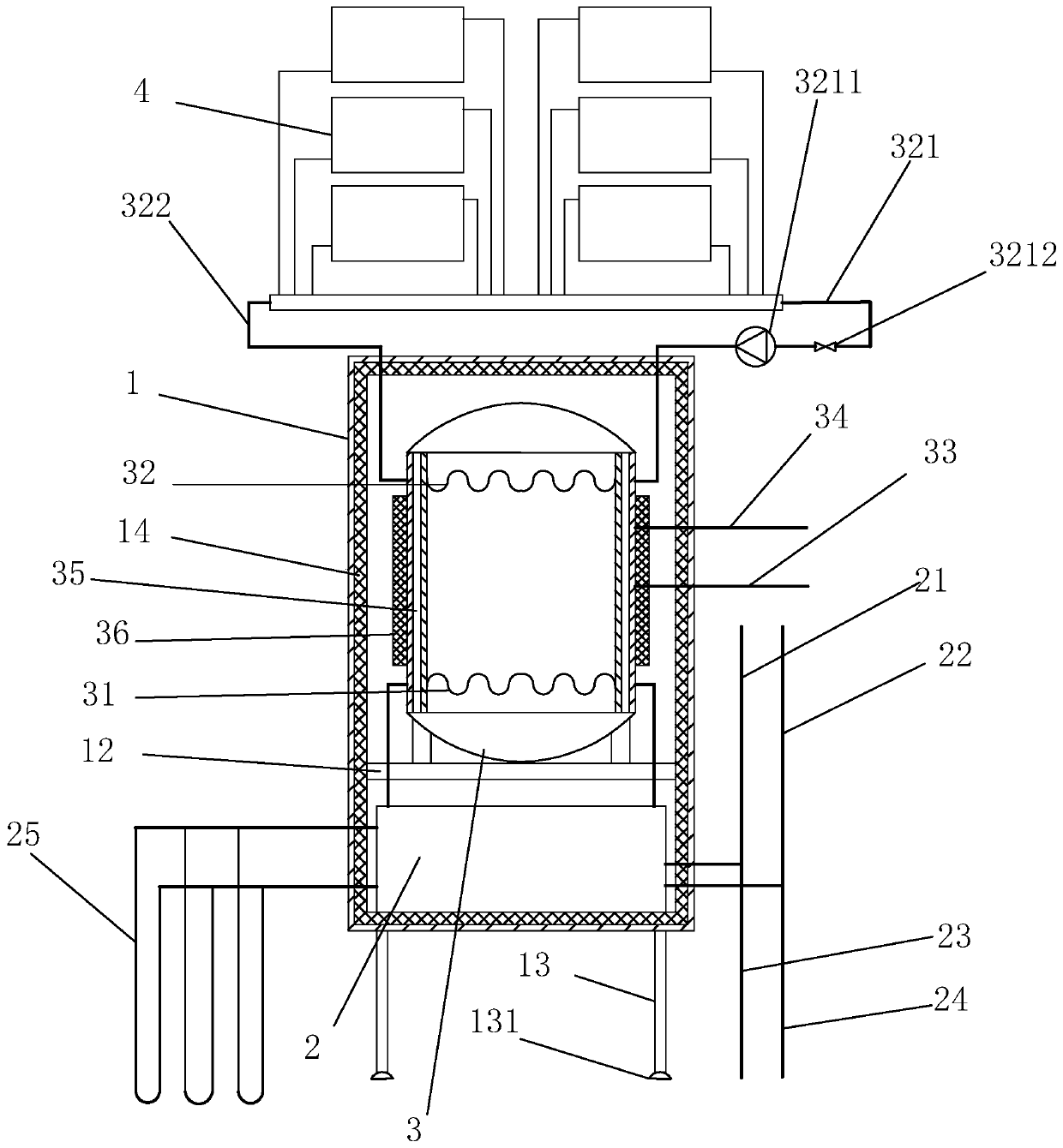 Heat pump circulation system with water tank