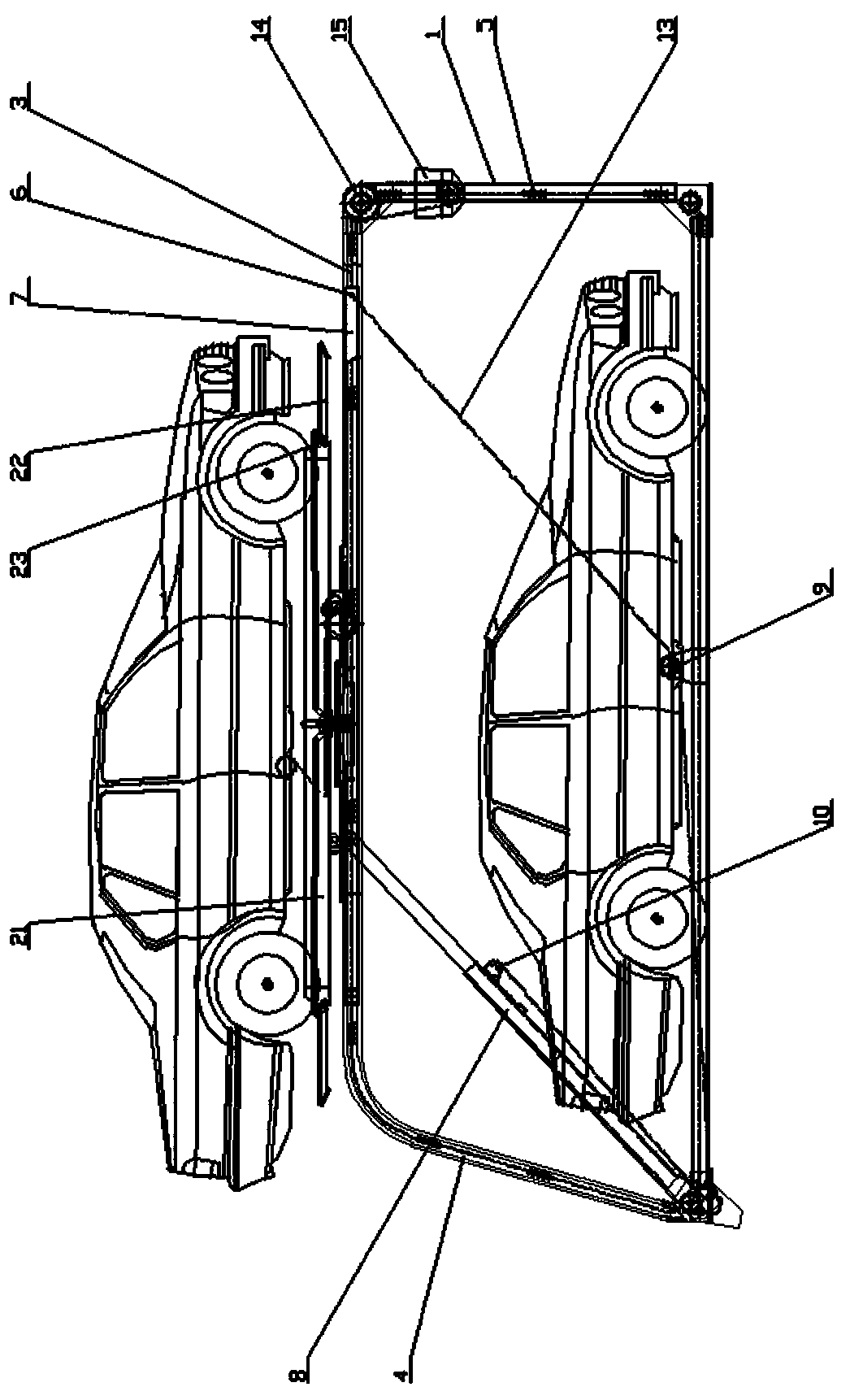 Two-story longitudinal telescopic rod-type three-dimensional garage without avoidance