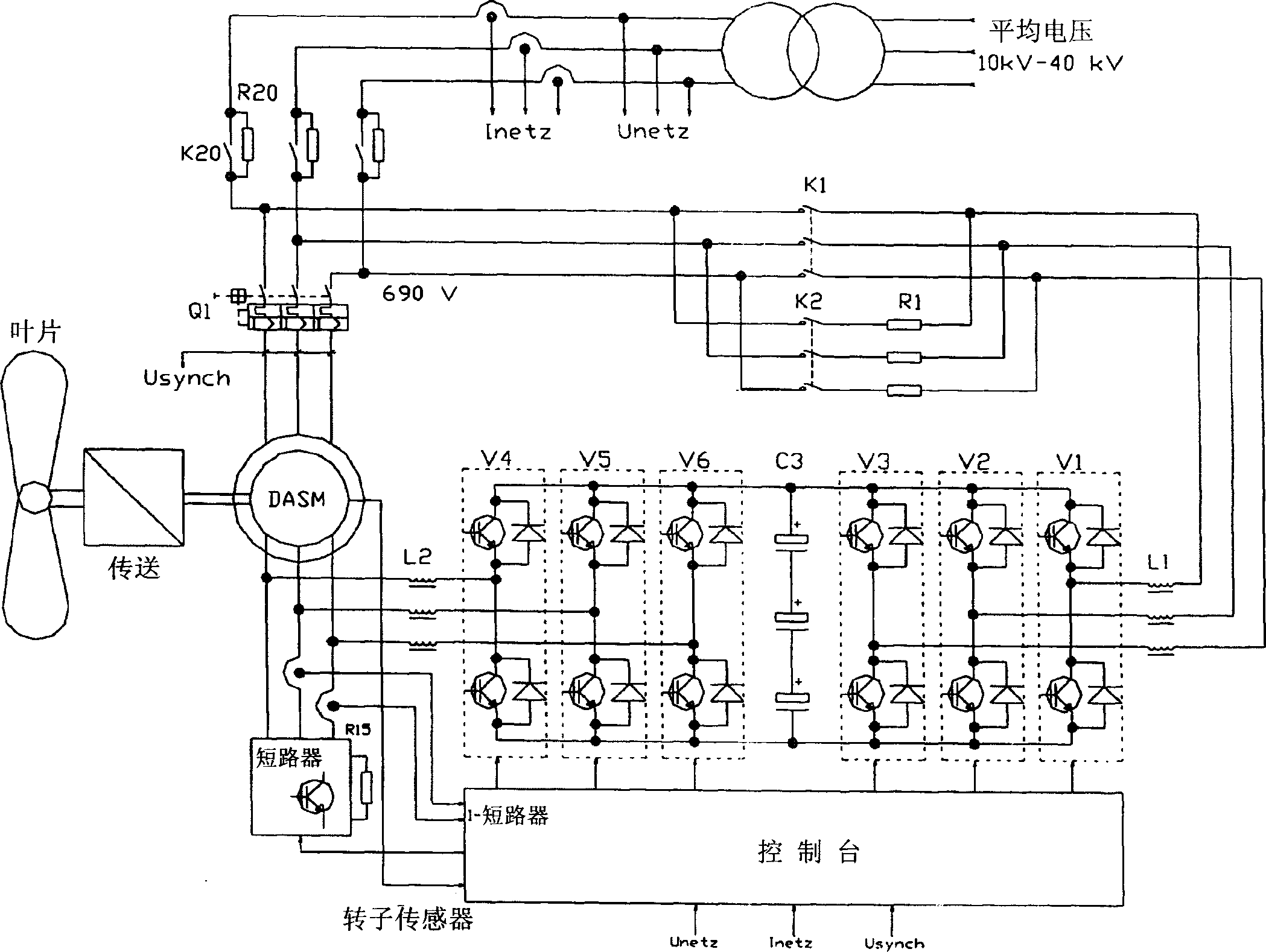 Circuit to be used in a wind power plant