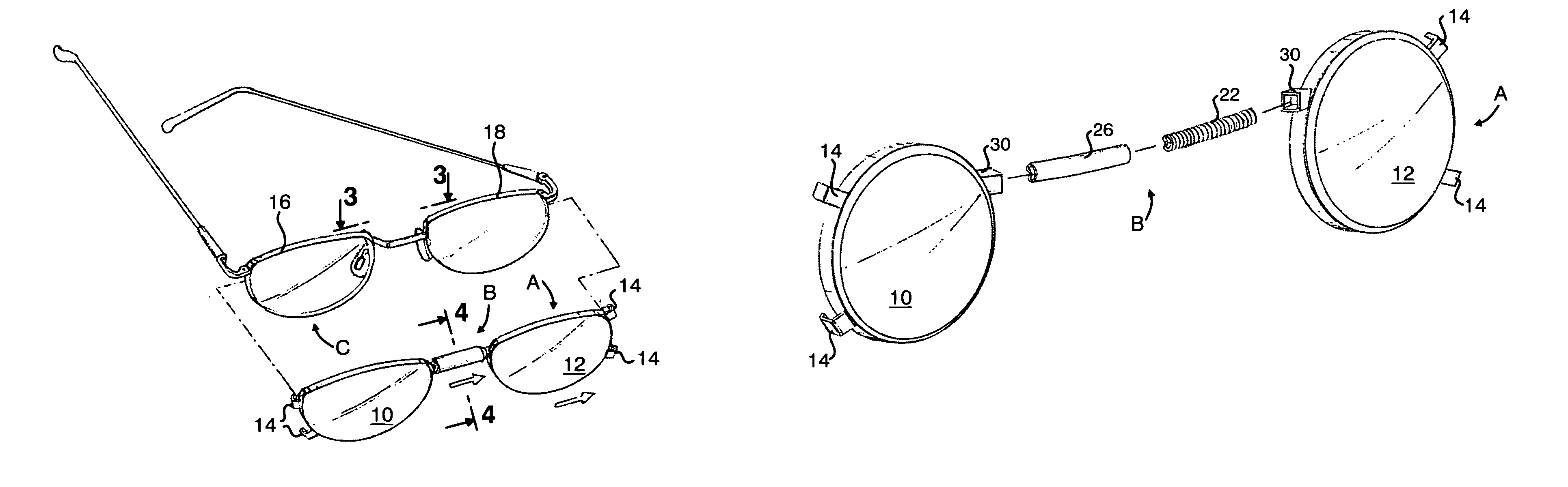 Clip-on with flexible and expandable bridge member