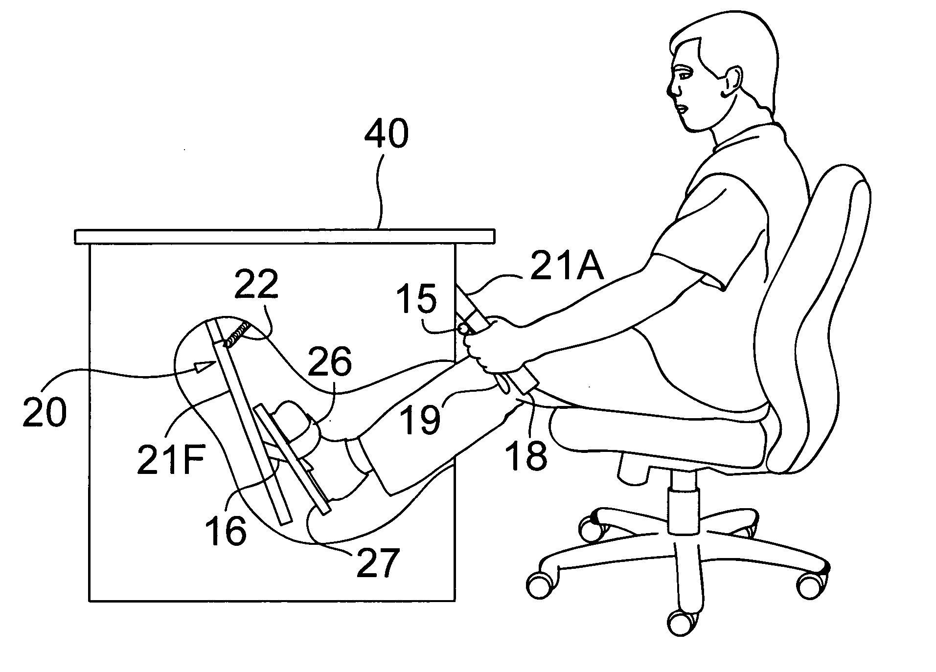 Exercise device for under a desk