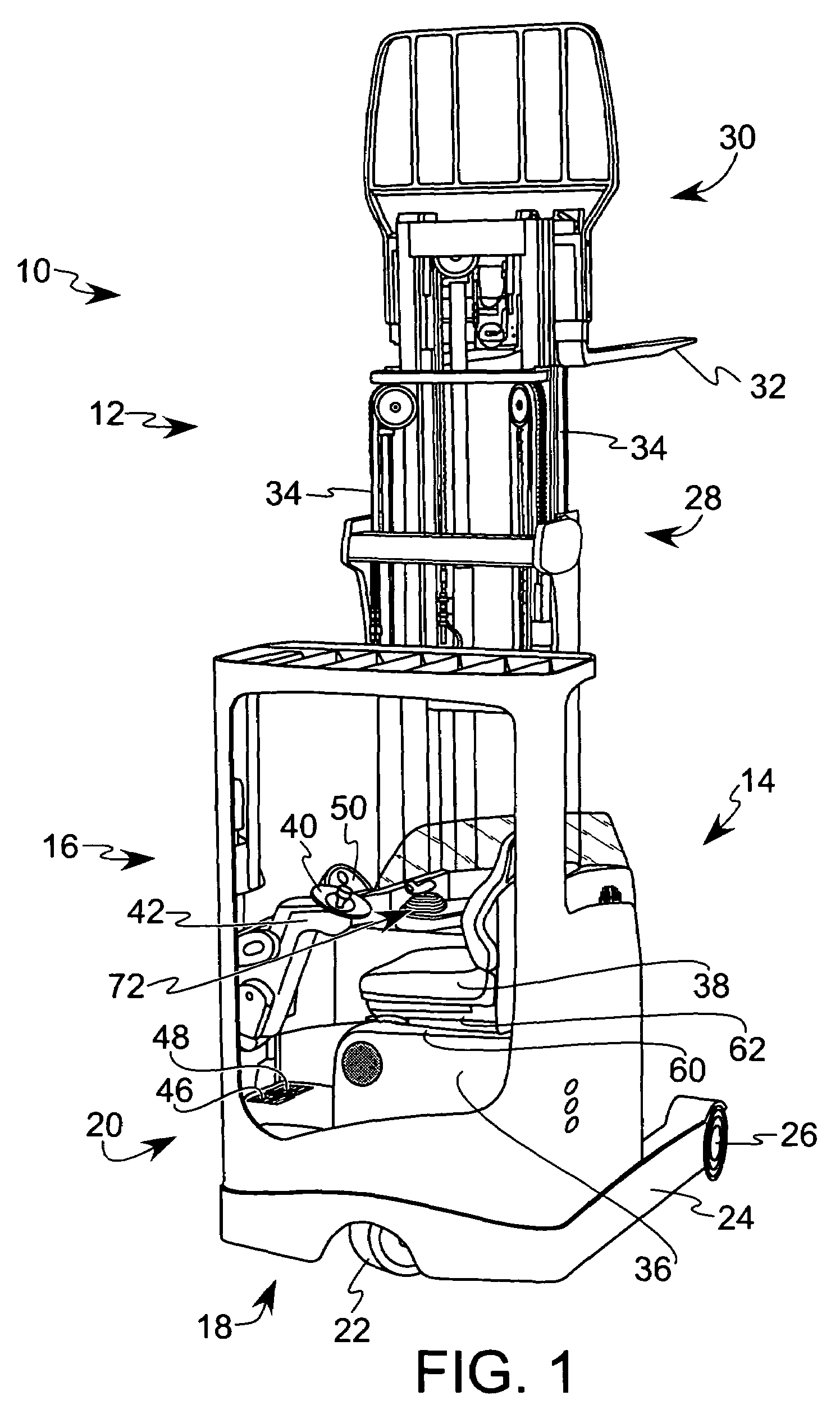 Industrial vehicle with shaped battery
