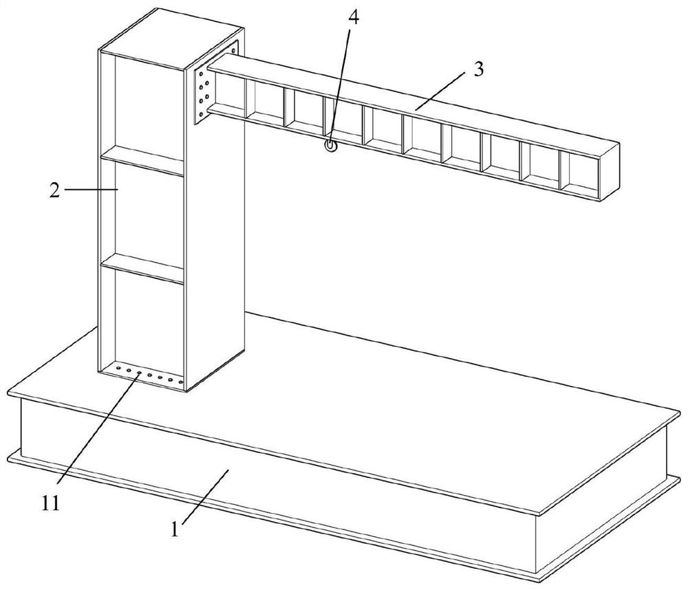 Horizontal low-cycle repeated test device for bracket nodes