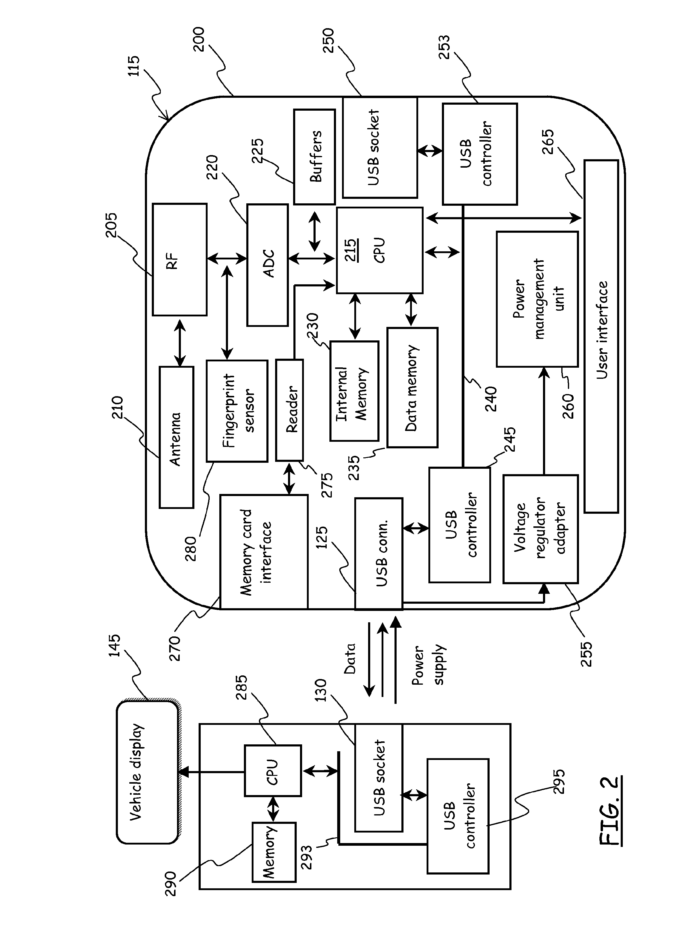 Device for receiving signals from sensors associated with vehicles components, particularly tires, and system comprising the same