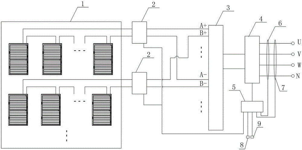 High-rise residential building air-conditioner position photovoltaic louver grid-connected power generation system