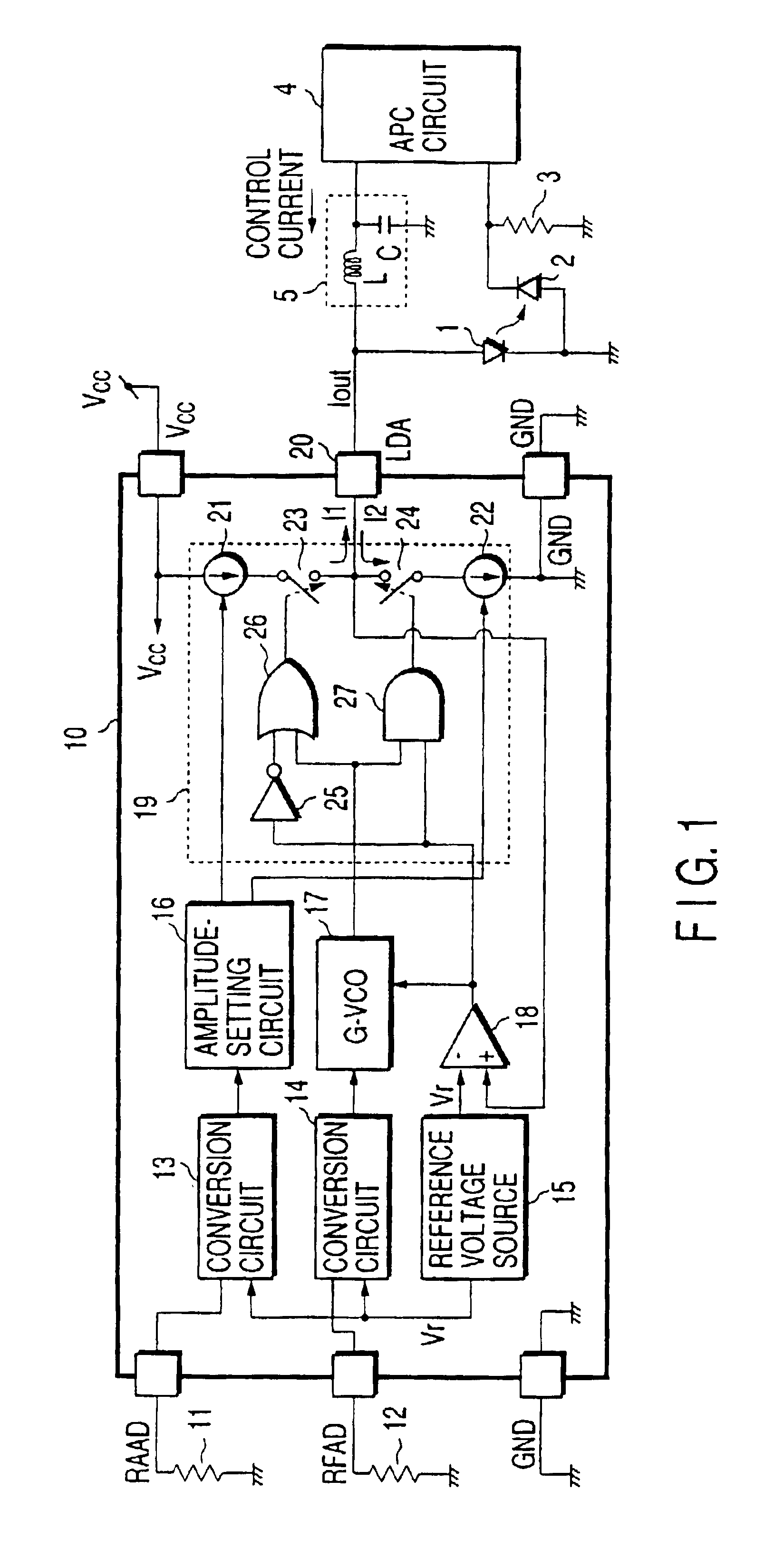 High-frequency current generating circuit and control device for controlling light intensity of laser diode