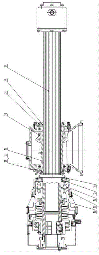 Power head of vertical shaft type rock core drilling machine