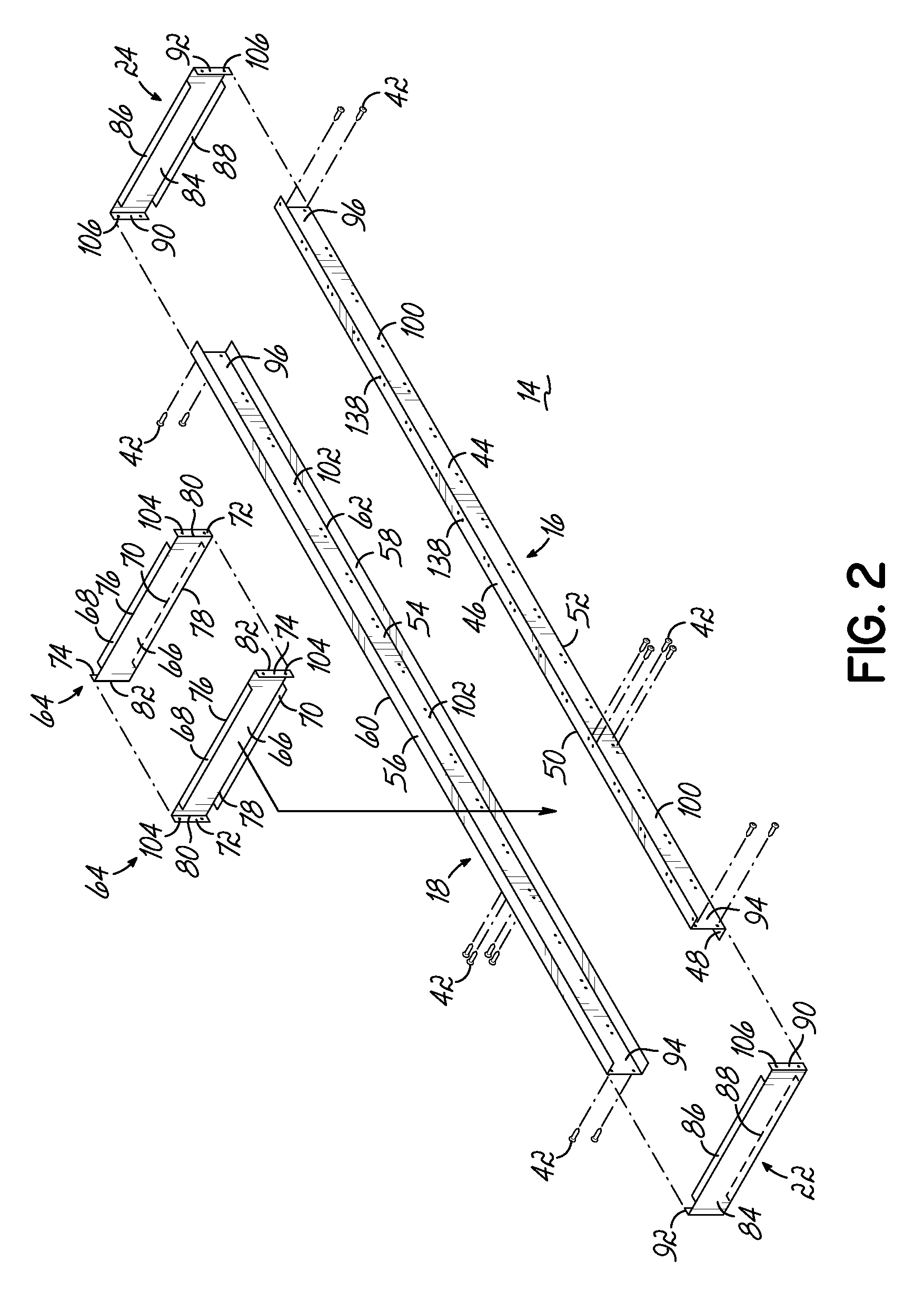 Platform assembly for supporting cabinets