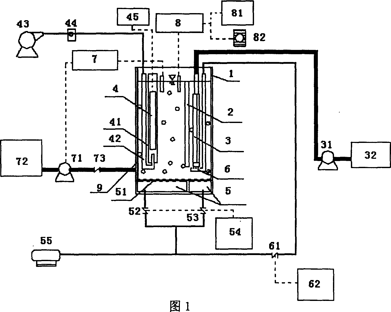 Equipment for treating with water by using suspension photocatalysis and oxidation