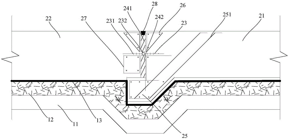 Deformation joint structure and construction method thereof