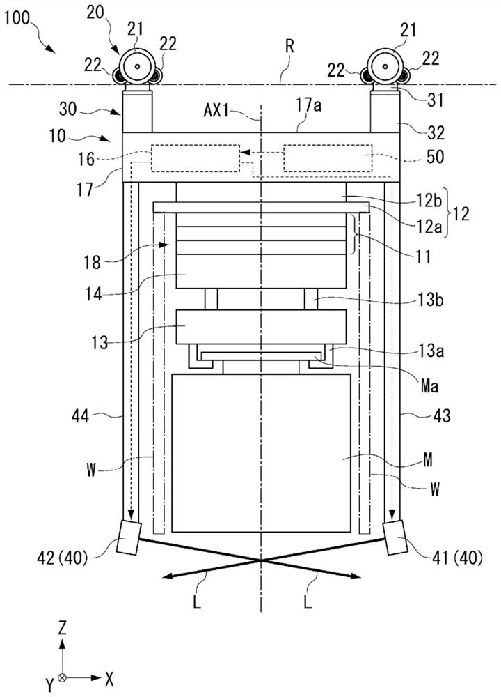 Ceiling-traveling vehicle, ceiling-traveling vehicle system and method for detecting obstacles