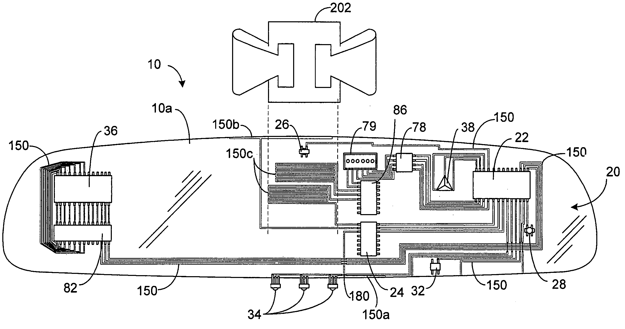 Rearview mirror element having a circuit mounted to the rear surface of the element