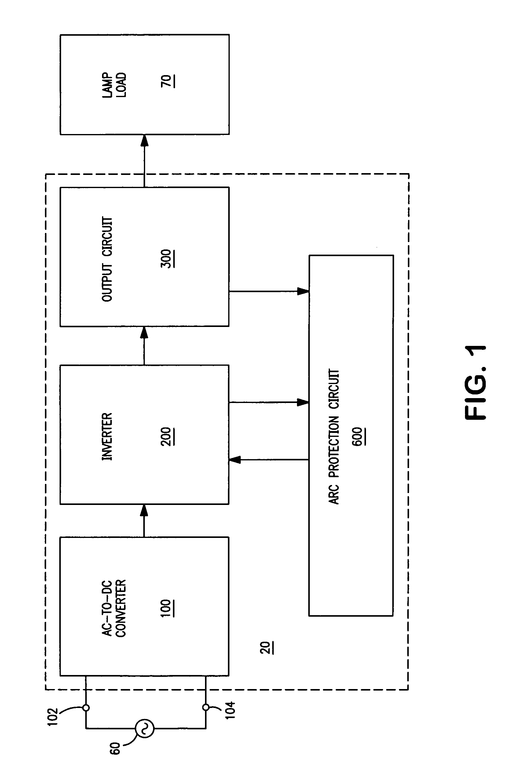 Ballast with arc protection circuit