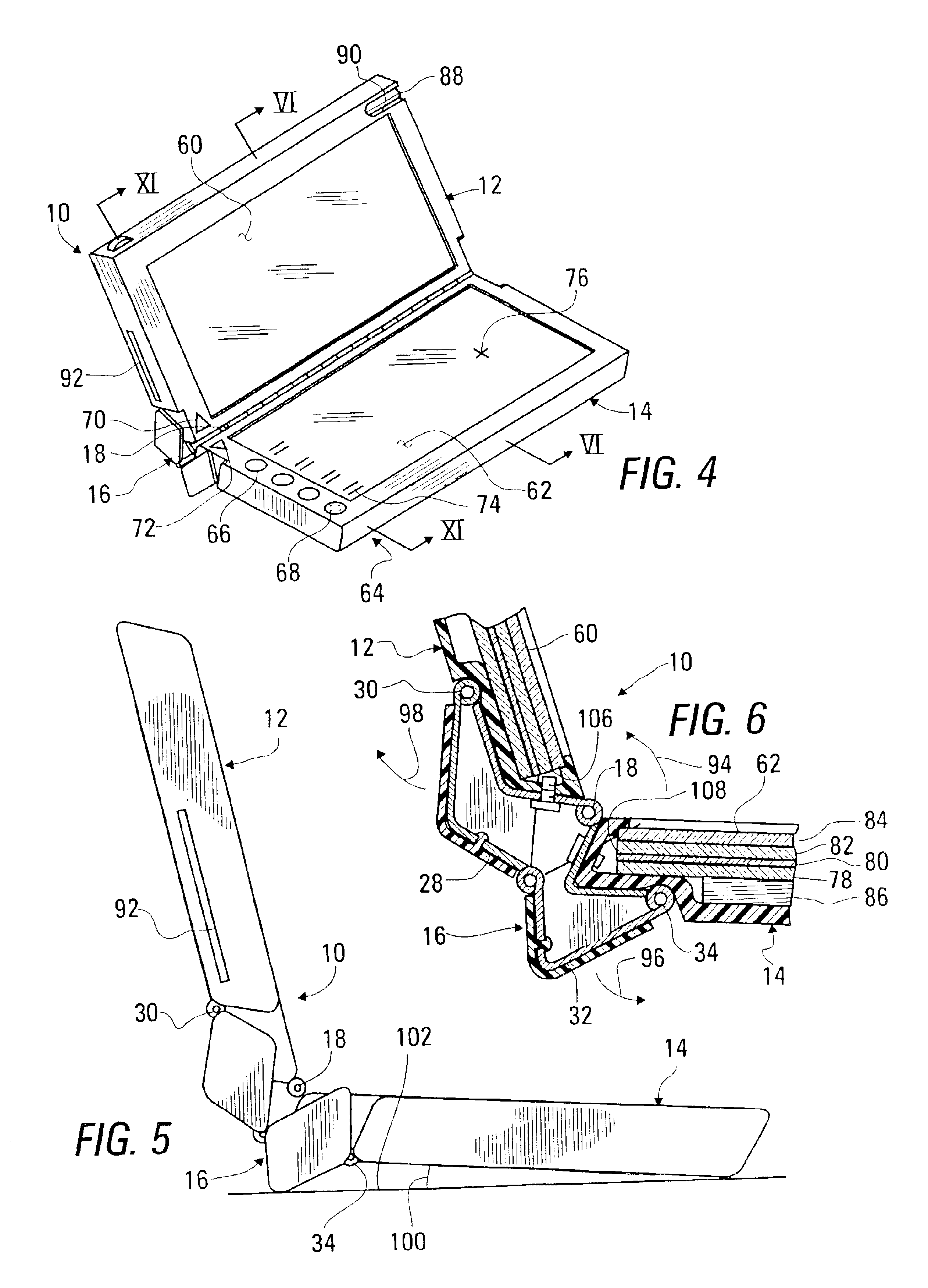 Portable computer having a split screen and a multi-purpose hinge