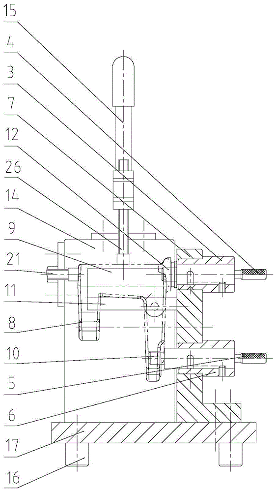 Brake support hole location degree measuring instrument