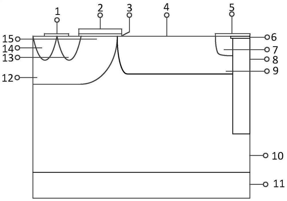 High-k dielectric trench lateral double-diffused metal oxide element semiconductor field effect transistor and method of making the same