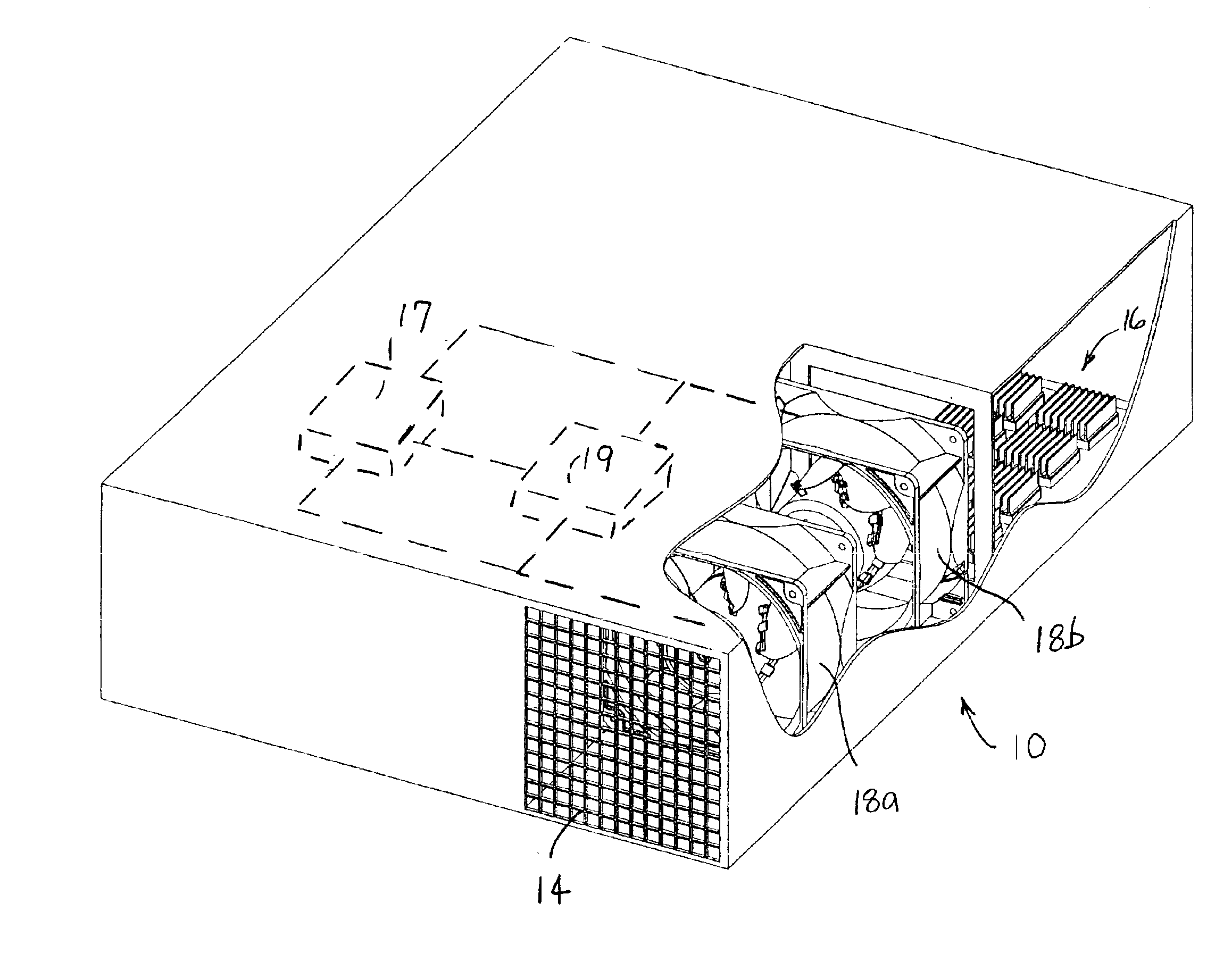 Fan with collapsible blades, redundant fan system, and related method