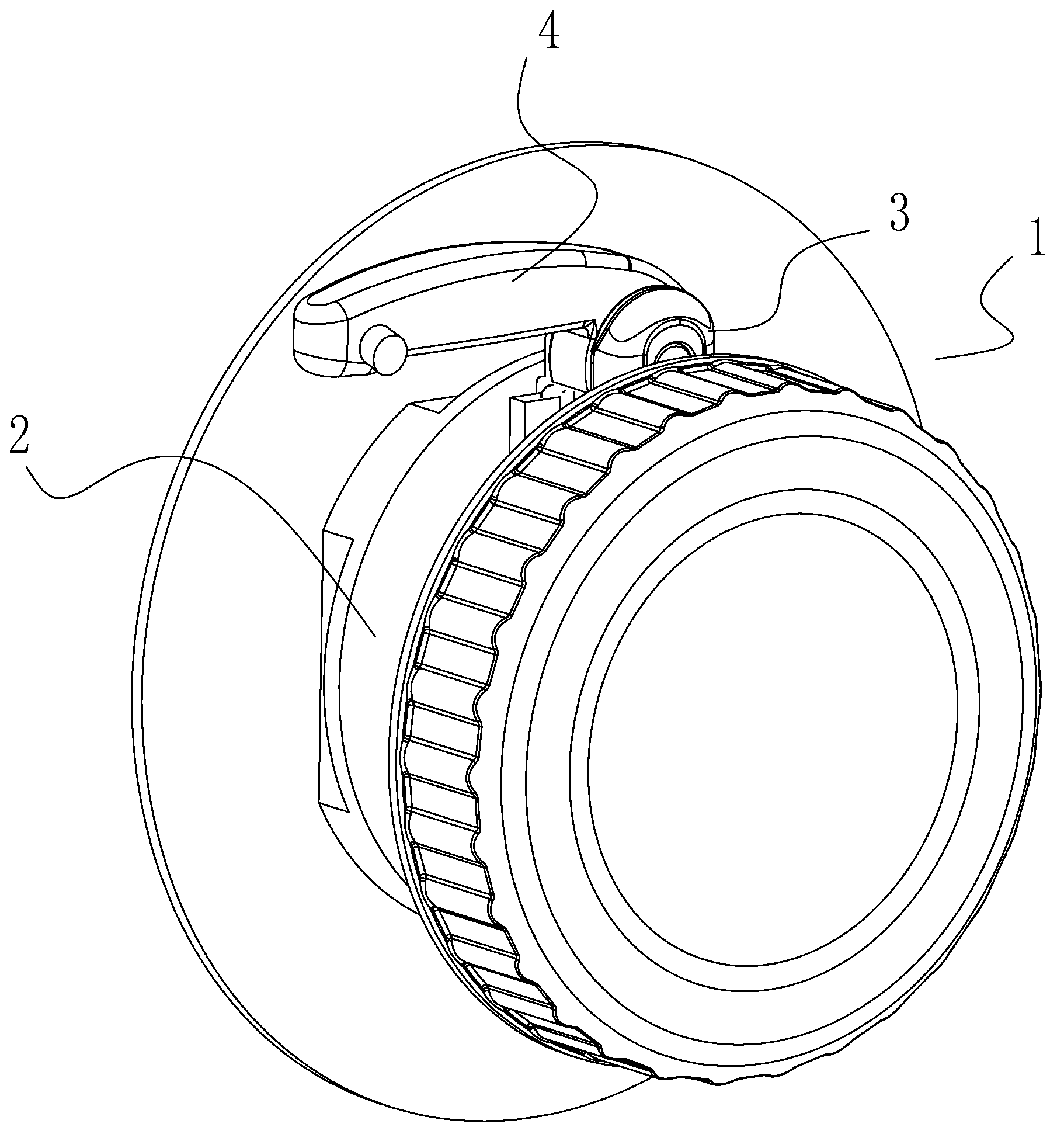 Foldable handle assembly, and valve and middle-sized bulk container provided with same