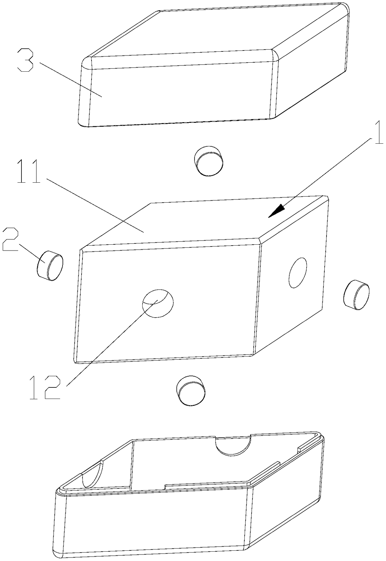 Wooden magnetic building block with plastic shell and manufacturing method thereof
