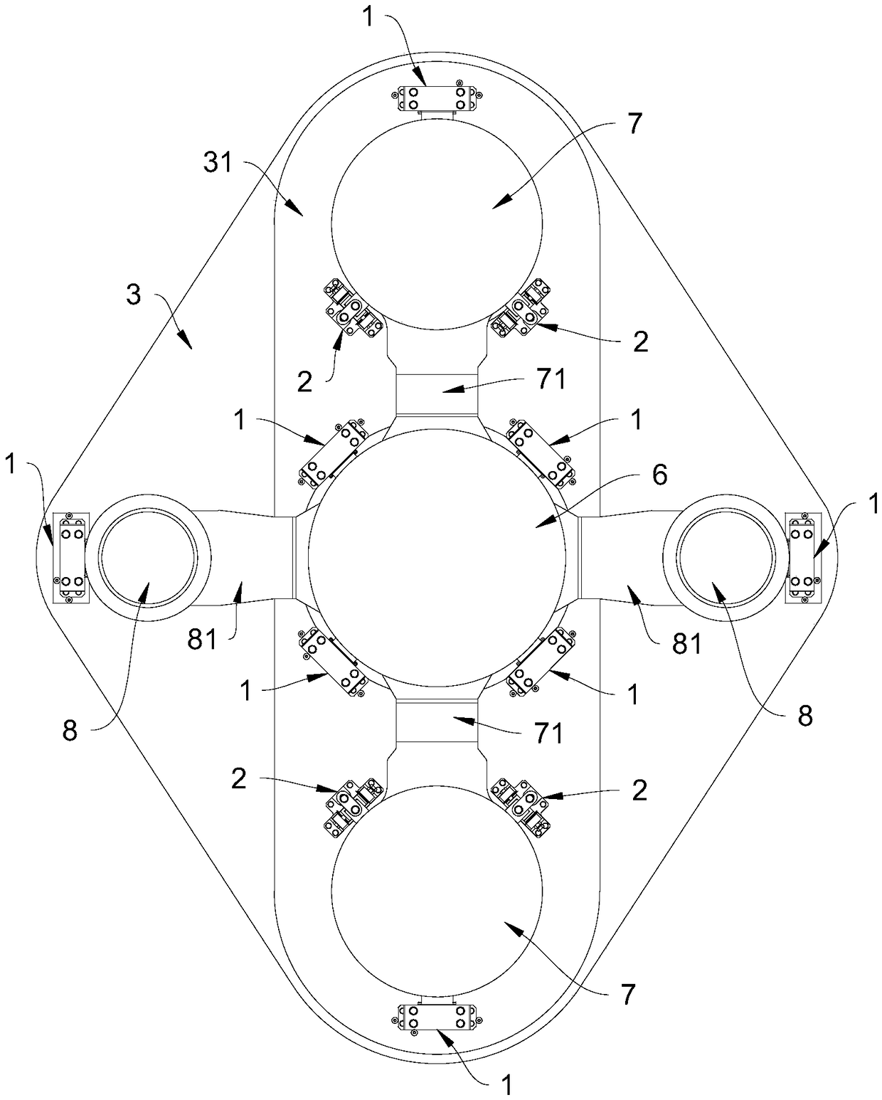 Modularized support device for multi-container system