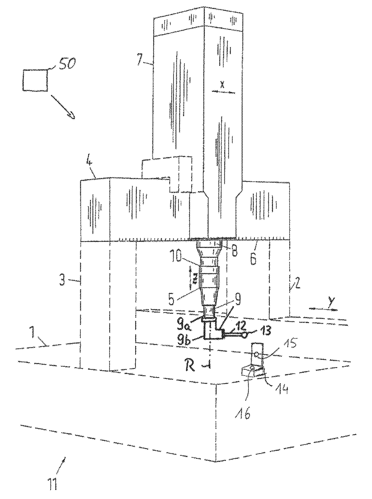 Method and apparatus for calibrating a rotating device attached to a movable part of a coordinate measuring device