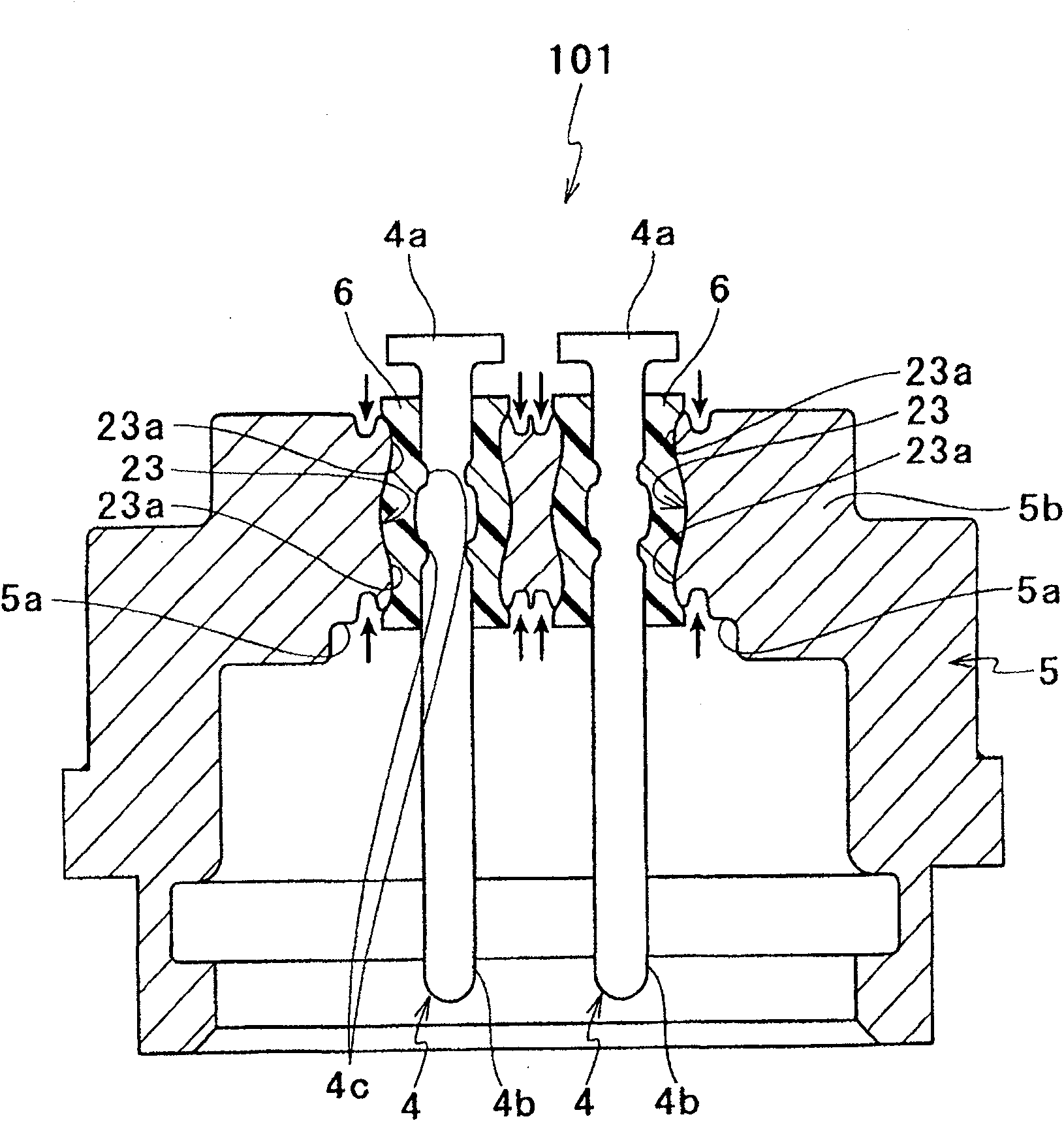 Metal holder with electrode pin, method of manufacturing the metal holder, and gas generator