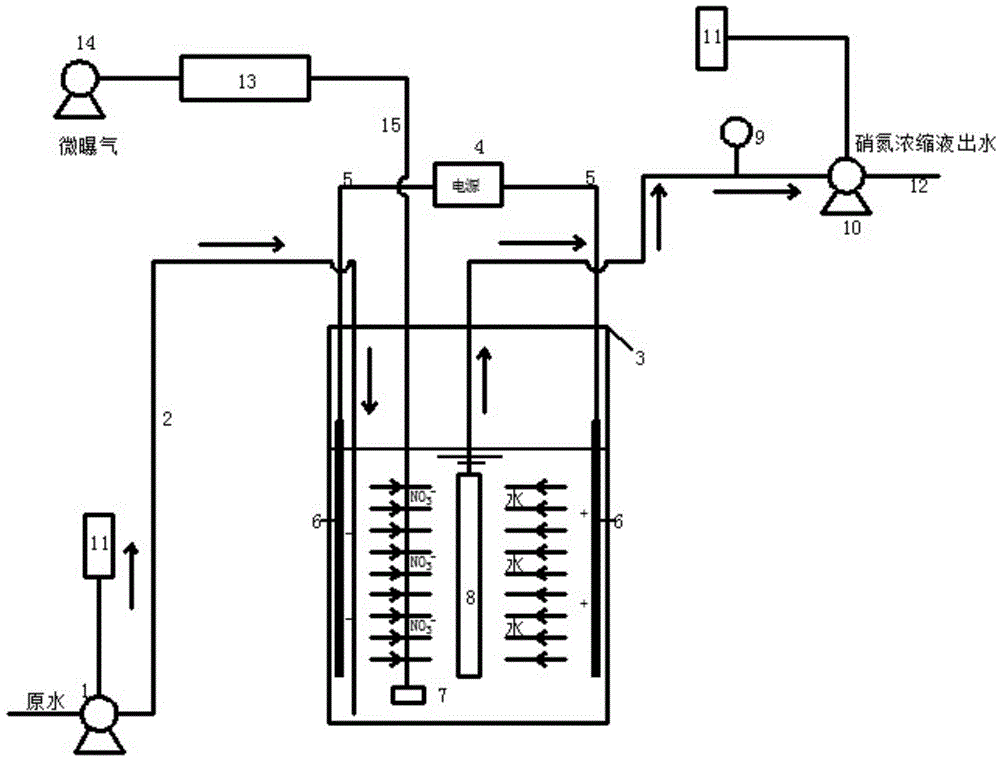 Method and apparatus for enrichment of nitrate-nitrogen in water