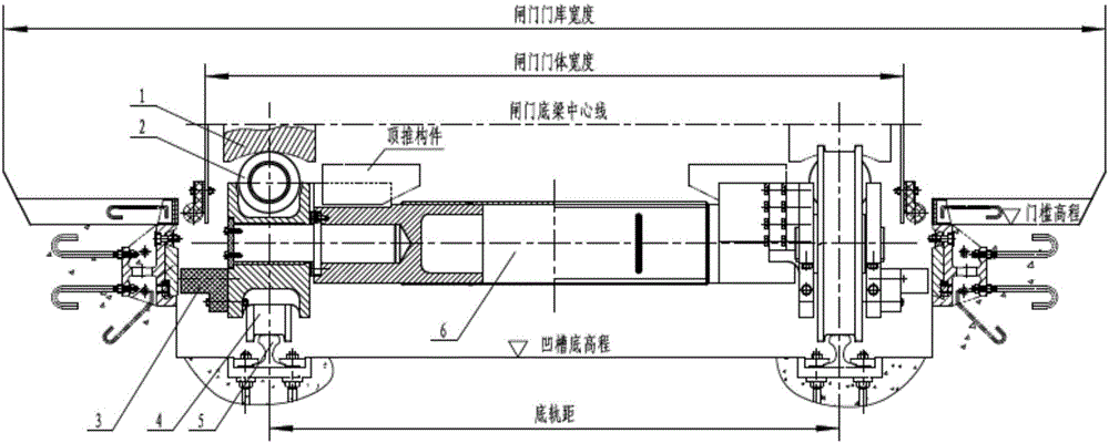 Horizontal pulled gate bottom trolley with rolling wheels of self-lubricating bearing structure