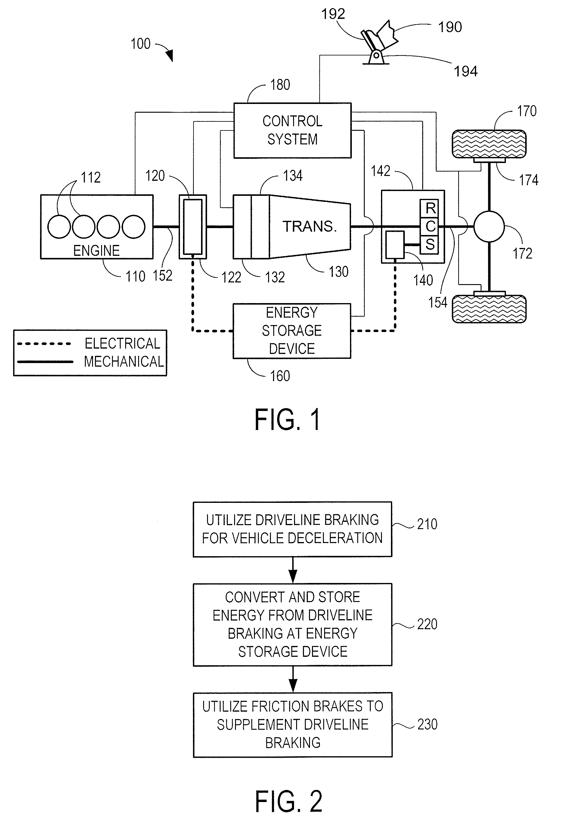 Negative driveline torque control incorporating transmission state selection for a hybrid vehicle