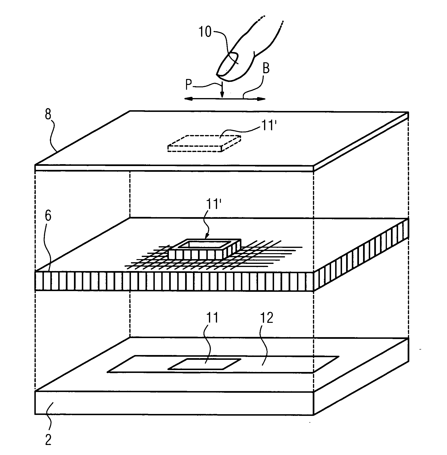 Screen having a touch-sensitive user interface for command input