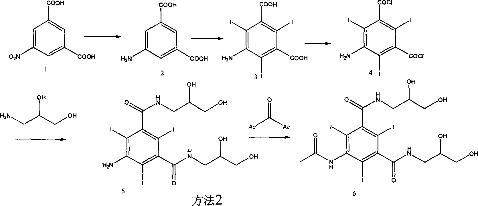 Process for preparing 5-acetamino-N,N'-bis (2,3-dihydroxypropyl)-2,4,6-tri-iodo isophthalamide