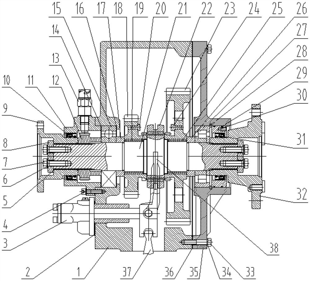 Engineering machinery gearbox output shaft assembly and adjusting method