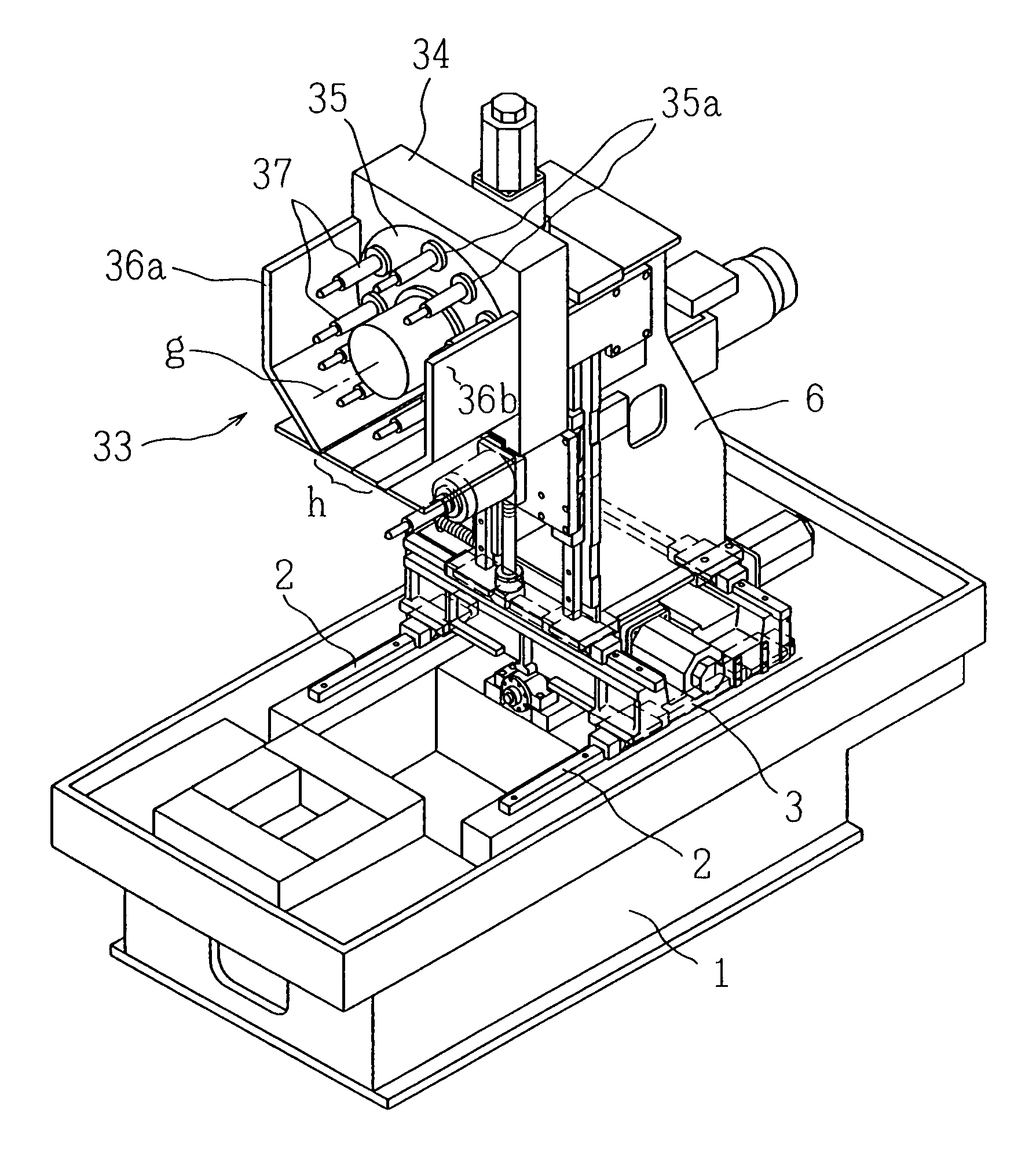 Column moving type machine tool with shield machining space