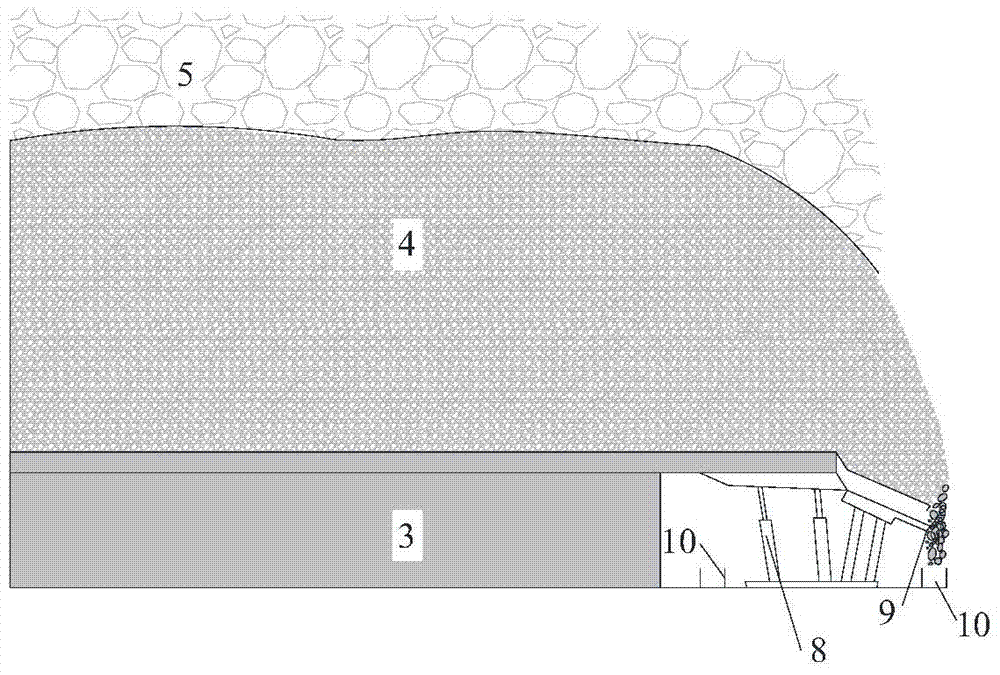 A coal mining method for pre-mining layered and broken top coal in the middle of extra thick coal seam