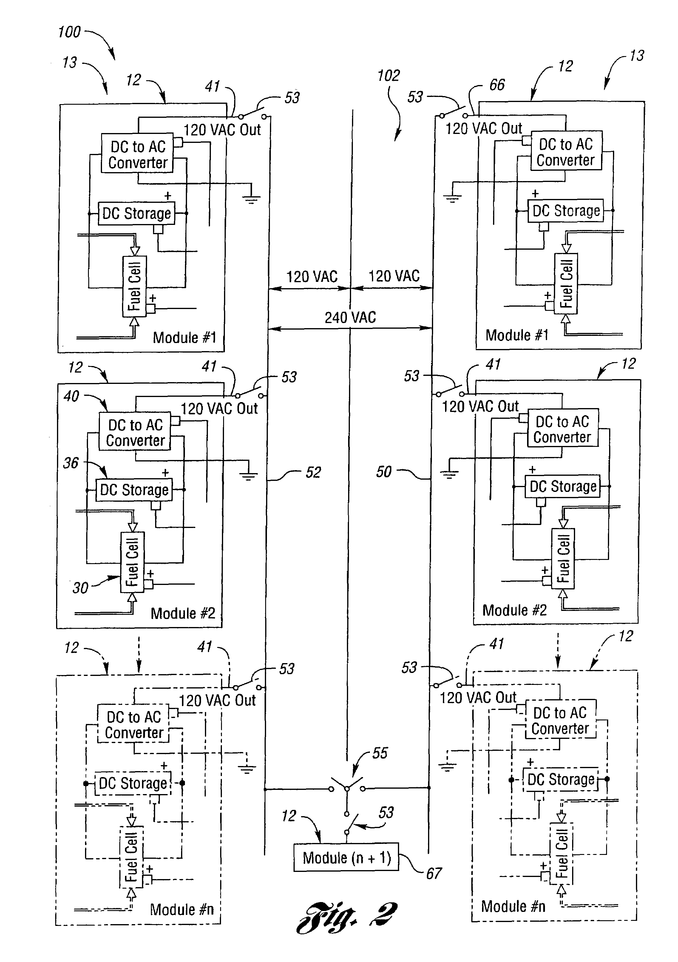 Variable fuel cell power system for generating electrical power
