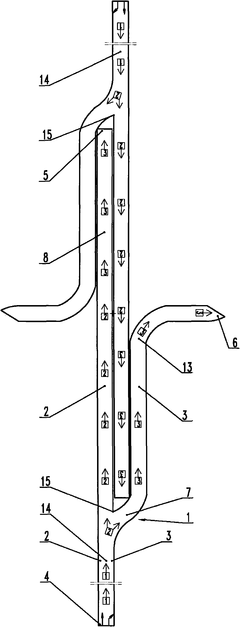 Combination bridge of two right-turn and straight-going "y"-shaped bifurcated bridges