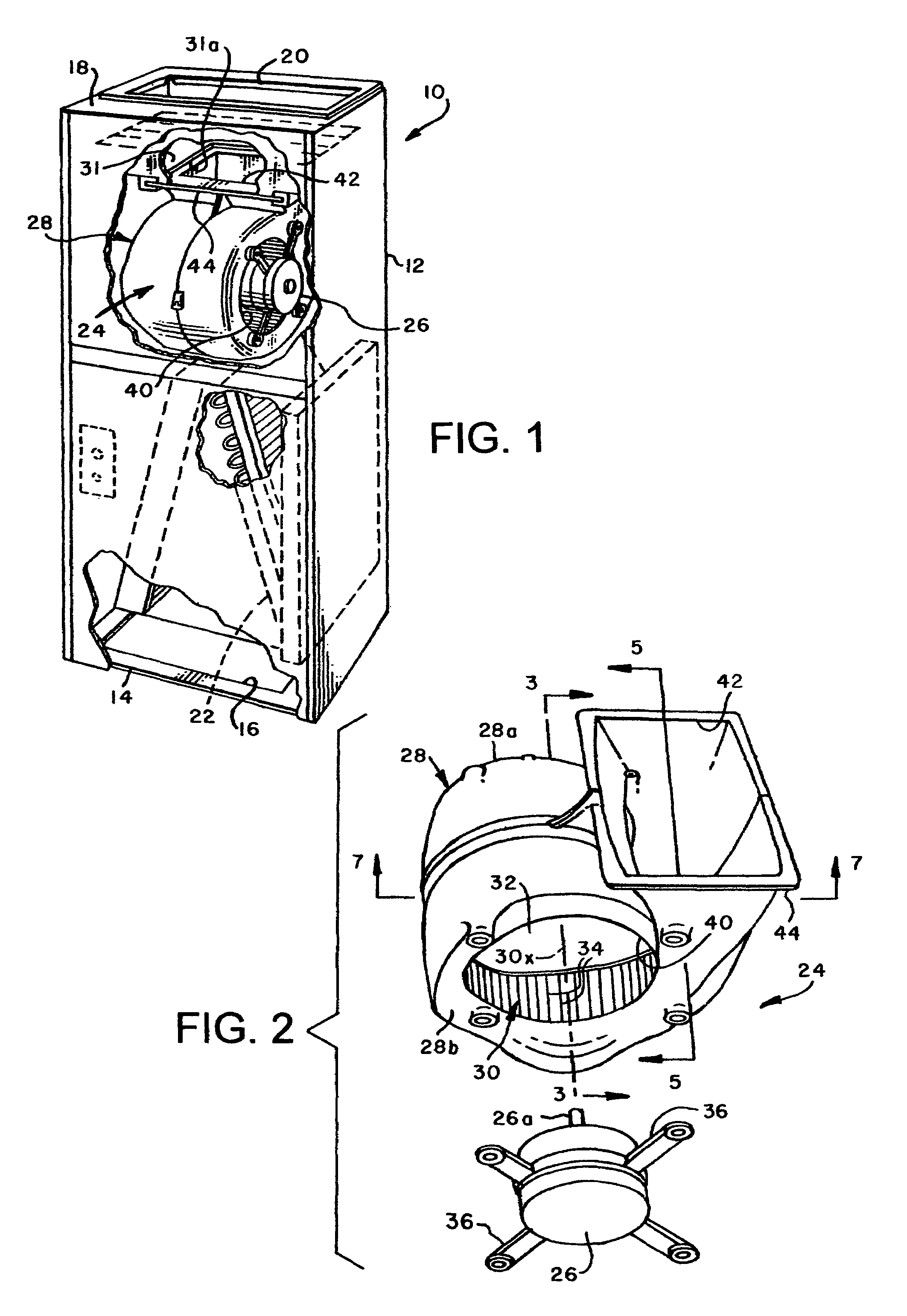 Centrifugal blower for air handling equipment