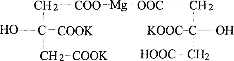 Composite mineral salf of potassium-magnesium hydrogen citrate and its prepn process