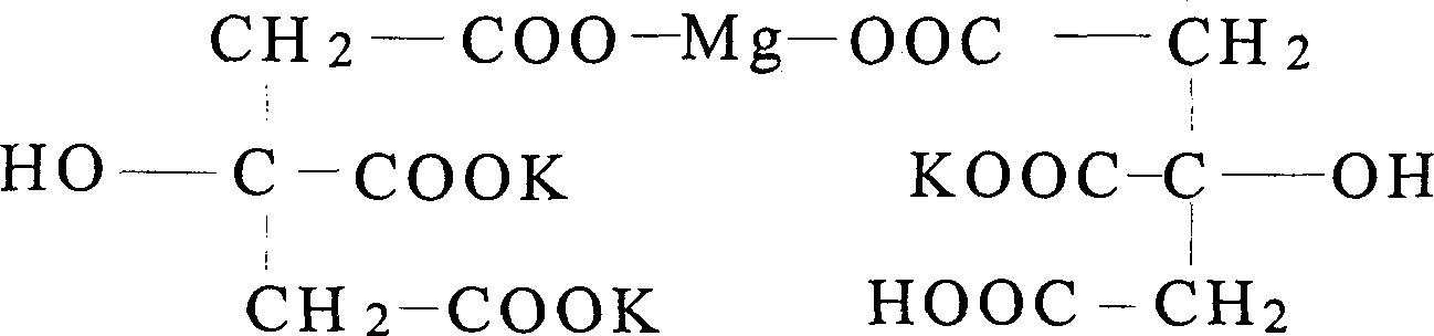 Composite mineral salf of potassium-magnesium hydrogen citrate and its prepn process