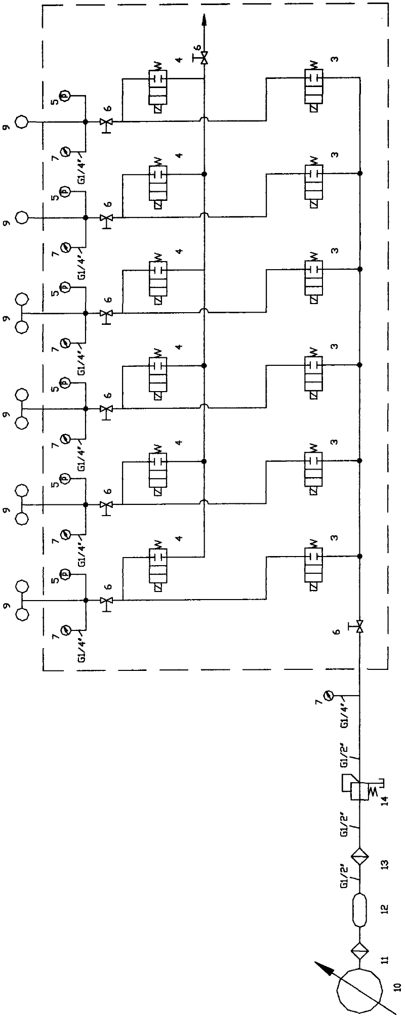 Air charging and discharging control device for air spring supporting system