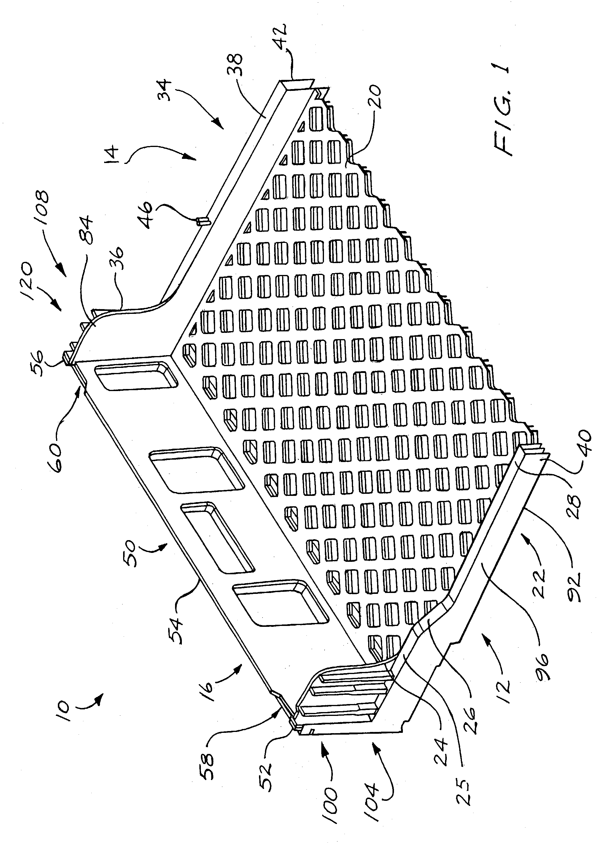 Stackable tray having prestressed sections