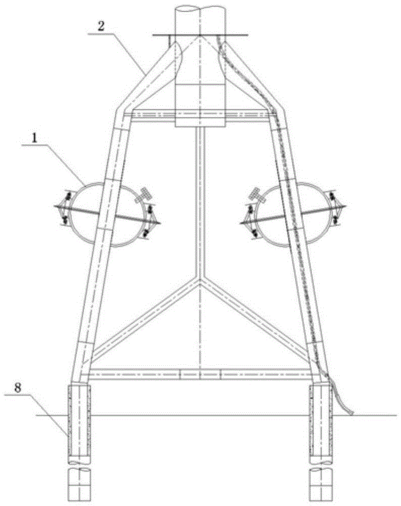 Offshore jacket ice breaking structure with vacuum cavities