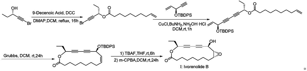 Method for synthesizing highly active macrolide Ivorenolide B