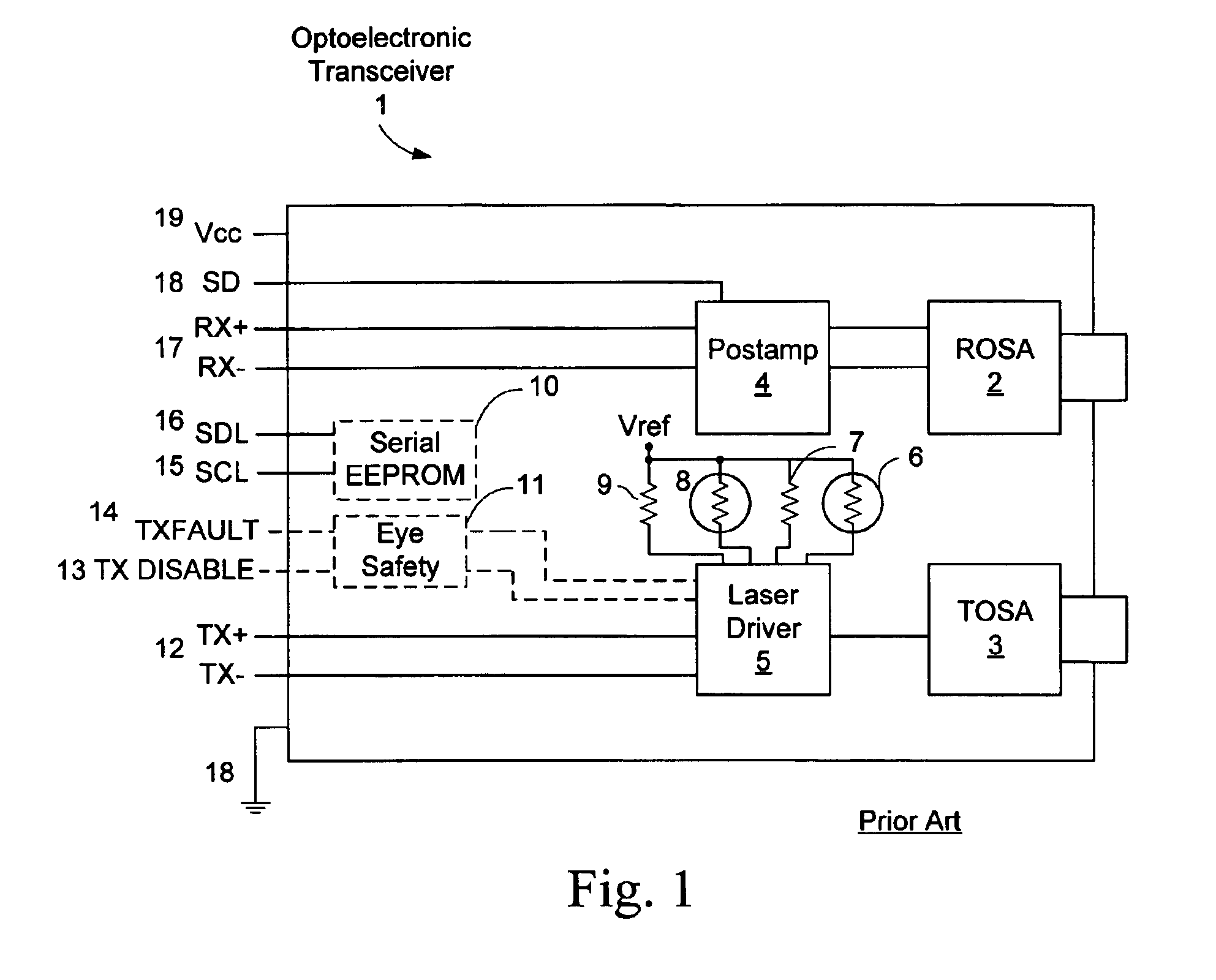 Memory mapped monitoring circuitry for optoelectronic device