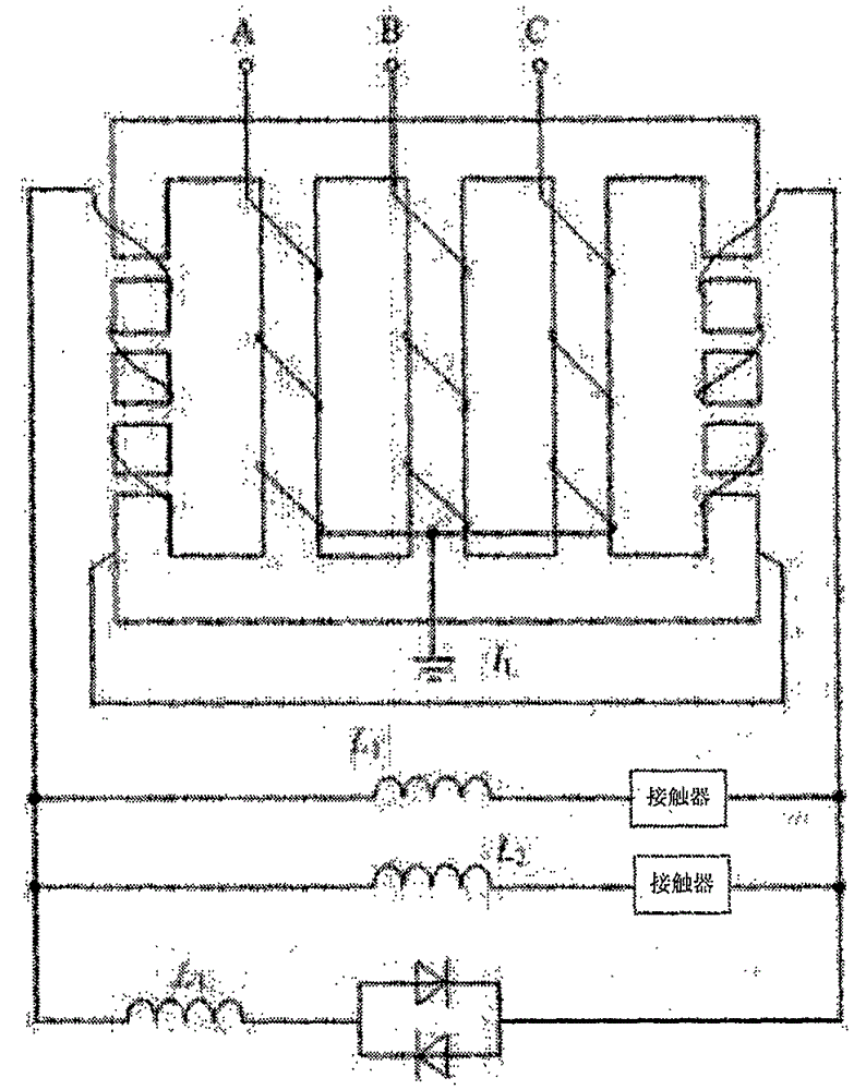 A three-phase five-column arc suppression reactor